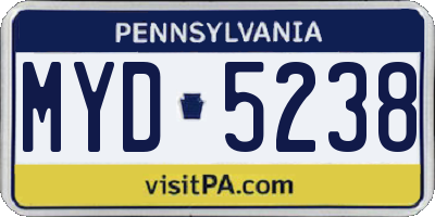 PA license plate MYD5238