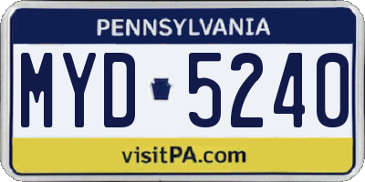 PA license plate MYD5240