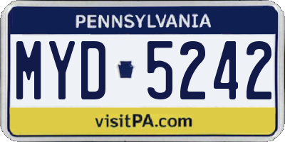 PA license plate MYD5242