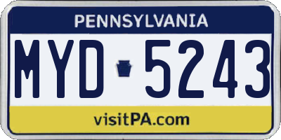 PA license plate MYD5243