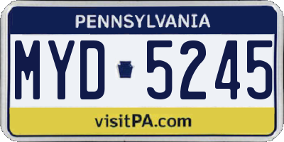 PA license plate MYD5245