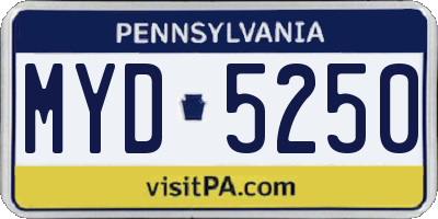PA license plate MYD5250