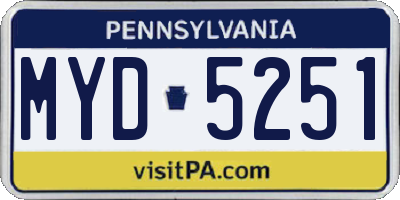 PA license plate MYD5251