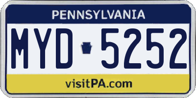 PA license plate MYD5252