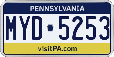 PA license plate MYD5253