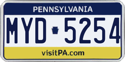 PA license plate MYD5254