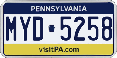 PA license plate MYD5258
