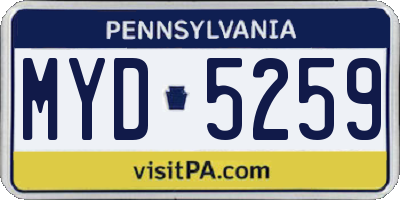 PA license plate MYD5259