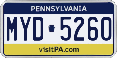 PA license plate MYD5260