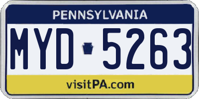 PA license plate MYD5263
