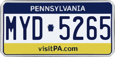 PA license plate MYD5265