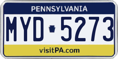 PA license plate MYD5273