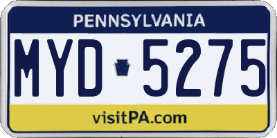 PA license plate MYD5275