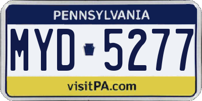 PA license plate MYD5277