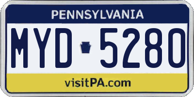 PA license plate MYD5280