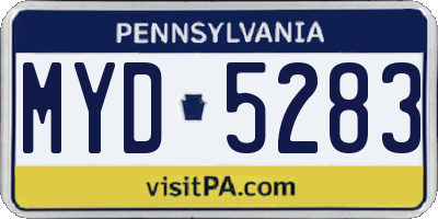 PA license plate MYD5283