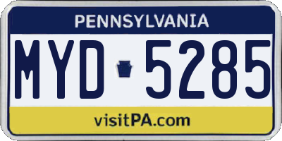 PA license plate MYD5285
