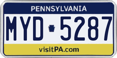 PA license plate MYD5287