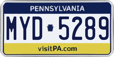 PA license plate MYD5289