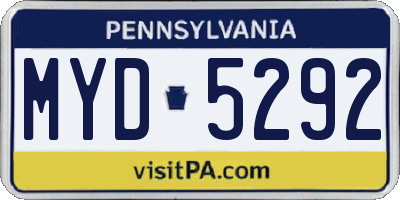 PA license plate MYD5292