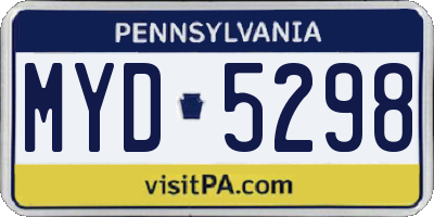 PA license plate MYD5298