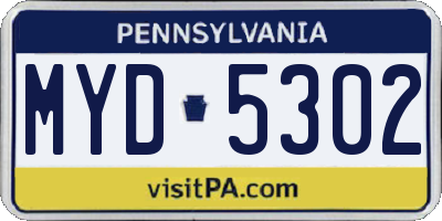 PA license plate MYD5302