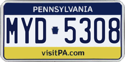 PA license plate MYD5308