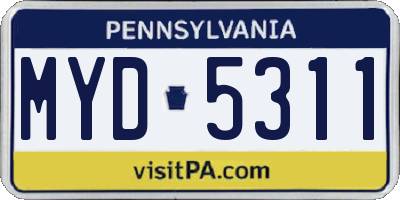 PA license plate MYD5311