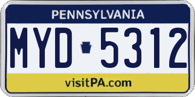 PA license plate MYD5312