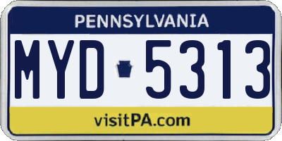 PA license plate MYD5313
