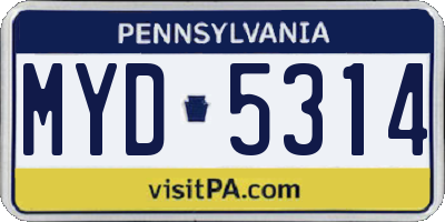 PA license plate MYD5314