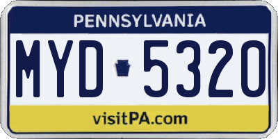 PA license plate MYD5320