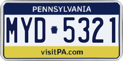 PA license plate MYD5321