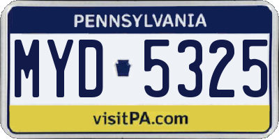 PA license plate MYD5325