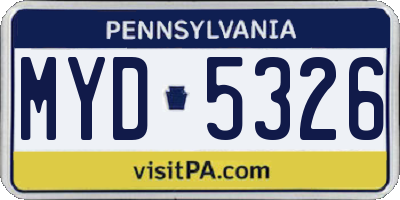 PA license plate MYD5326