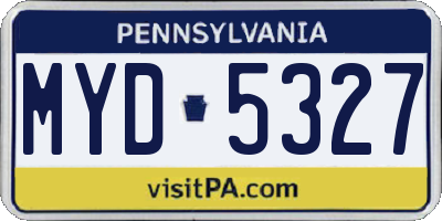PA license plate MYD5327
