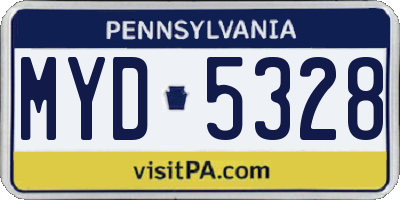 PA license plate MYD5328