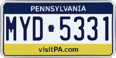 PA license plate MYD5331