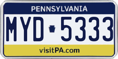 PA license plate MYD5333
