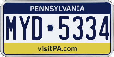PA license plate MYD5334