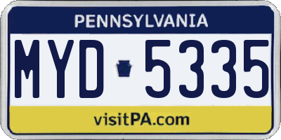 PA license plate MYD5335