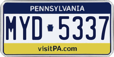 PA license plate MYD5337