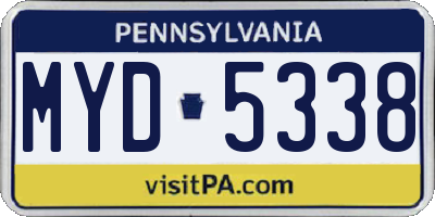 PA license plate MYD5338