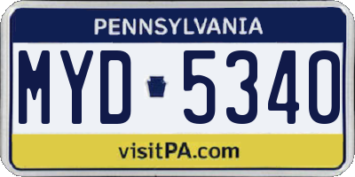 PA license plate MYD5340
