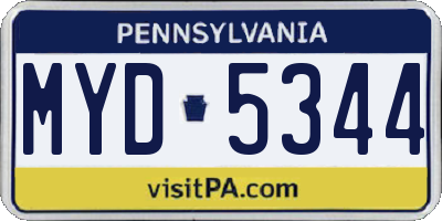 PA license plate MYD5344