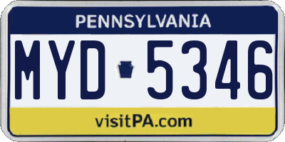 PA license plate MYD5346