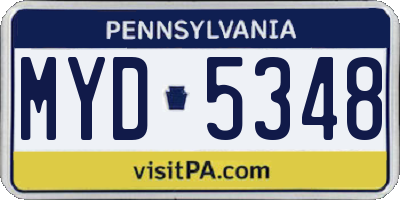 PA license plate MYD5348