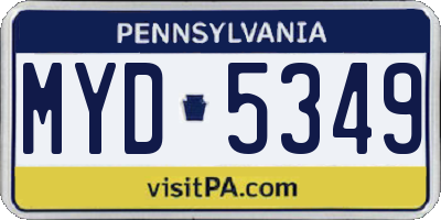 PA license plate MYD5349