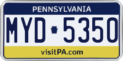 PA license plate MYD5350