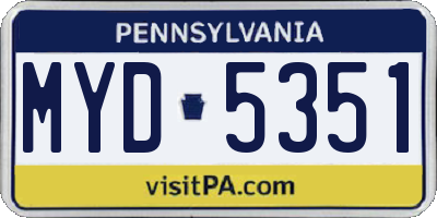 PA license plate MYD5351